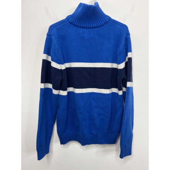 Chaps Boys Blue Quarter Zip Knit Sweater Size M (10/12) Preppy Fall Classic - Picture 2 of 13